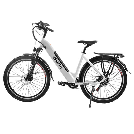 ESKUTE ES-27.5-CS Electric Bike 500W BAFANG Motor 48V 15Ah Battery 27.5 x 2.1'' Tires 35km/h Max Speed, 96km Range, LCD Display - White