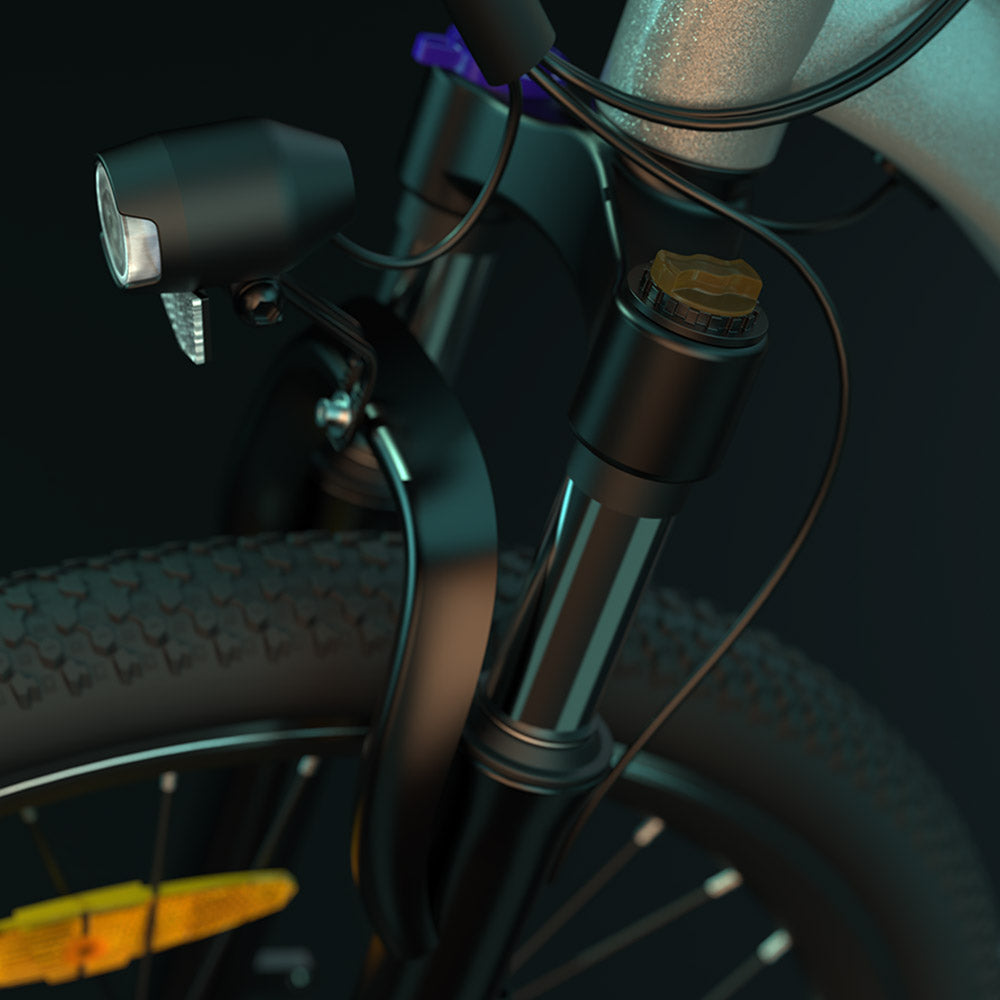 ESKUTE M100 Electric Bike, 250W Brushless Motor, 36V 10.4Ah Removable Battery, 27.5*1.95" Tires, 25km/h Max Speed, 30-55km Range, Disc Brakes, SHIMANO 7-speed, Front Suspension - Silver