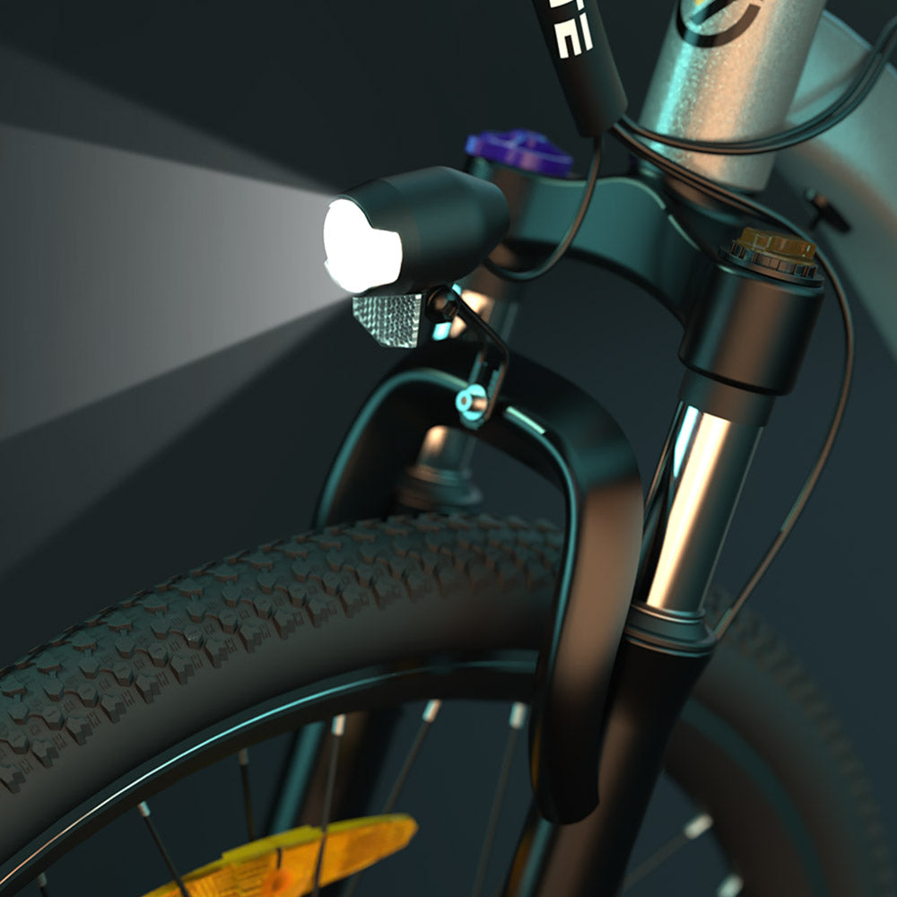ESKUTE M100 Electric Bike, 250W Brushless Motor, 36V 10.4Ah Removable Battery, 27.5*1.95" Tires, 25km/h Max Speed, 30-55km Range, Disc Brakes, SHIMANO 7-speed, Front Suspension - Silver