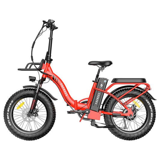 Fafrees F20 Max Electric Bike 20*4.0 Inch Fat Tire 500W Brushless Motor 25Km/h Speed Removable 48V 22.5Ah Samsung Cell Battery Front & Rear Disc Brakes Shimano 7-Speed Gear 150KG Max Speed Folding E-bike with Footrest - Red