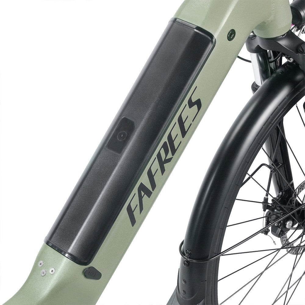 Fafrees FM9 City Electric Bike KENDA 700C*45C Tire 250W Bafang Mid-Drive Motor 25Km/h Max Speed 36V 15Ah Battery 100KM Range SHIMANO 7-Speed TEKTRO Mechanical Disc Brakes - Green