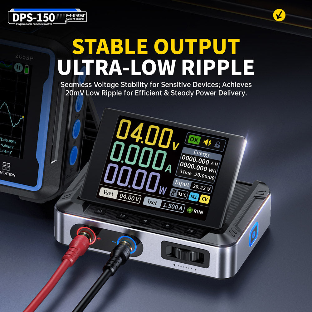 FNIRSI DPS-150 DC Power Supply Variable, 30V 5A  Adjustable, 150W Power, 4-Digit IPS Display, 90 Degree Flip Degin, <20mV Power Ripple, PD/QC/DC Input, PC Programmable Switching