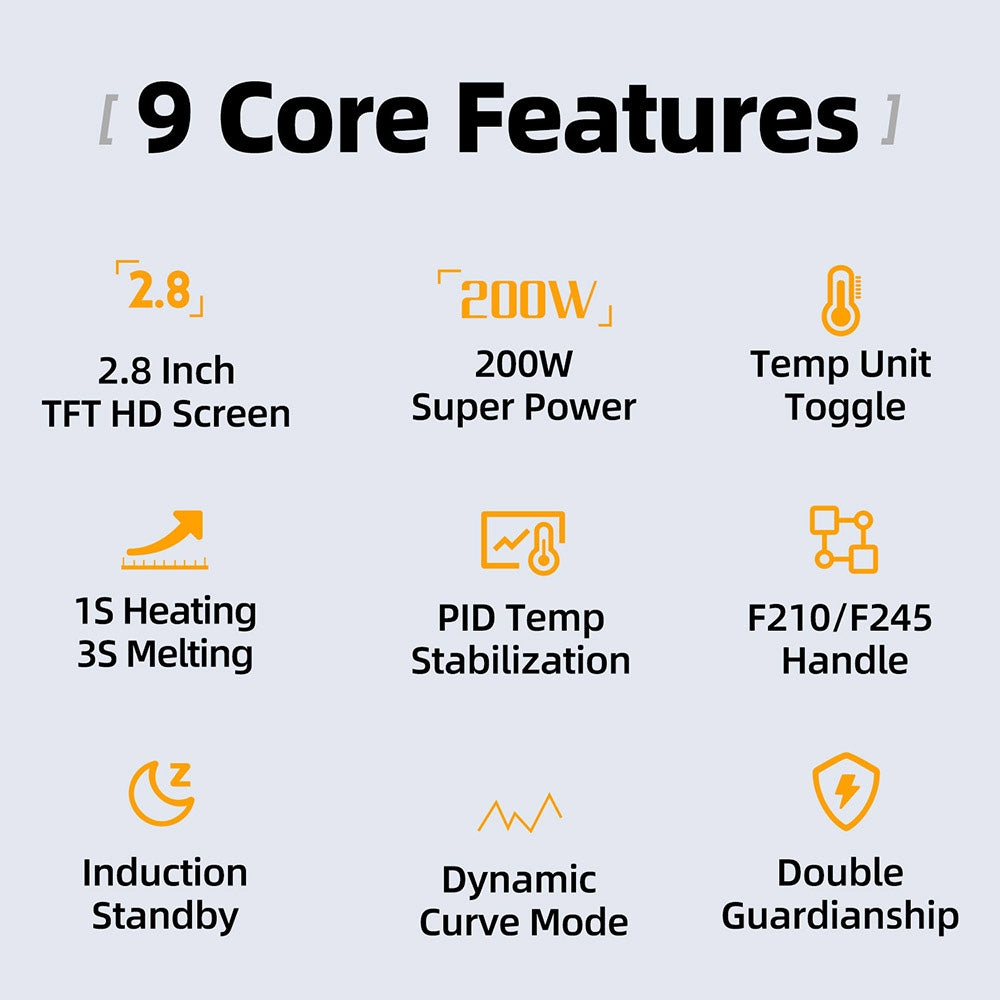 FNIRSI DWS-200 F210 Standard 200W Digital Soldering Iron Station Kit, with 1 Iron Tip and 2 Helping Hands, Temp Value & Curve Mode, 3 Temperature Storage, Full-Color Display
