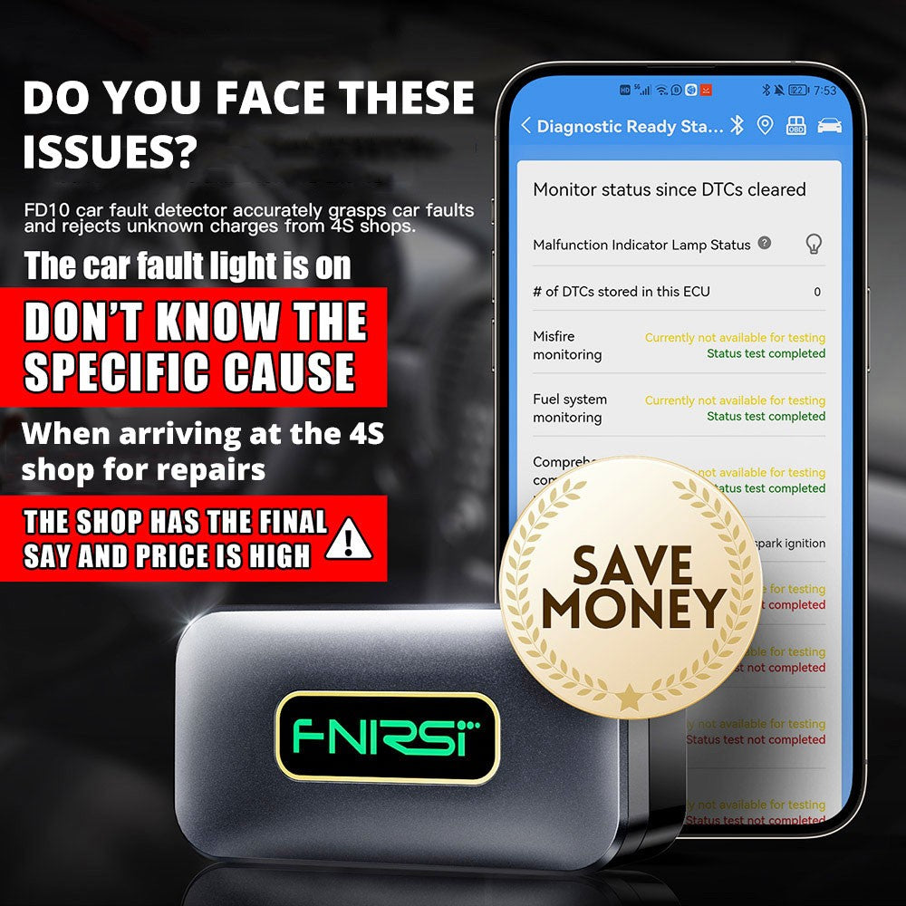 FNIRSI FD10 Car Fault Detector, OBD2 Scanner, Code Reader Clear Error Diagnostic Tool, Bluetooth V5.1, Support 9 OBD2 Protocols, for iOS & Android