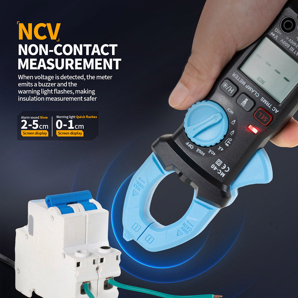 FNIRSI MC40 Digital Clamp Meter, 6000 Counts True RMS, Auto Range, 600A Current Measure