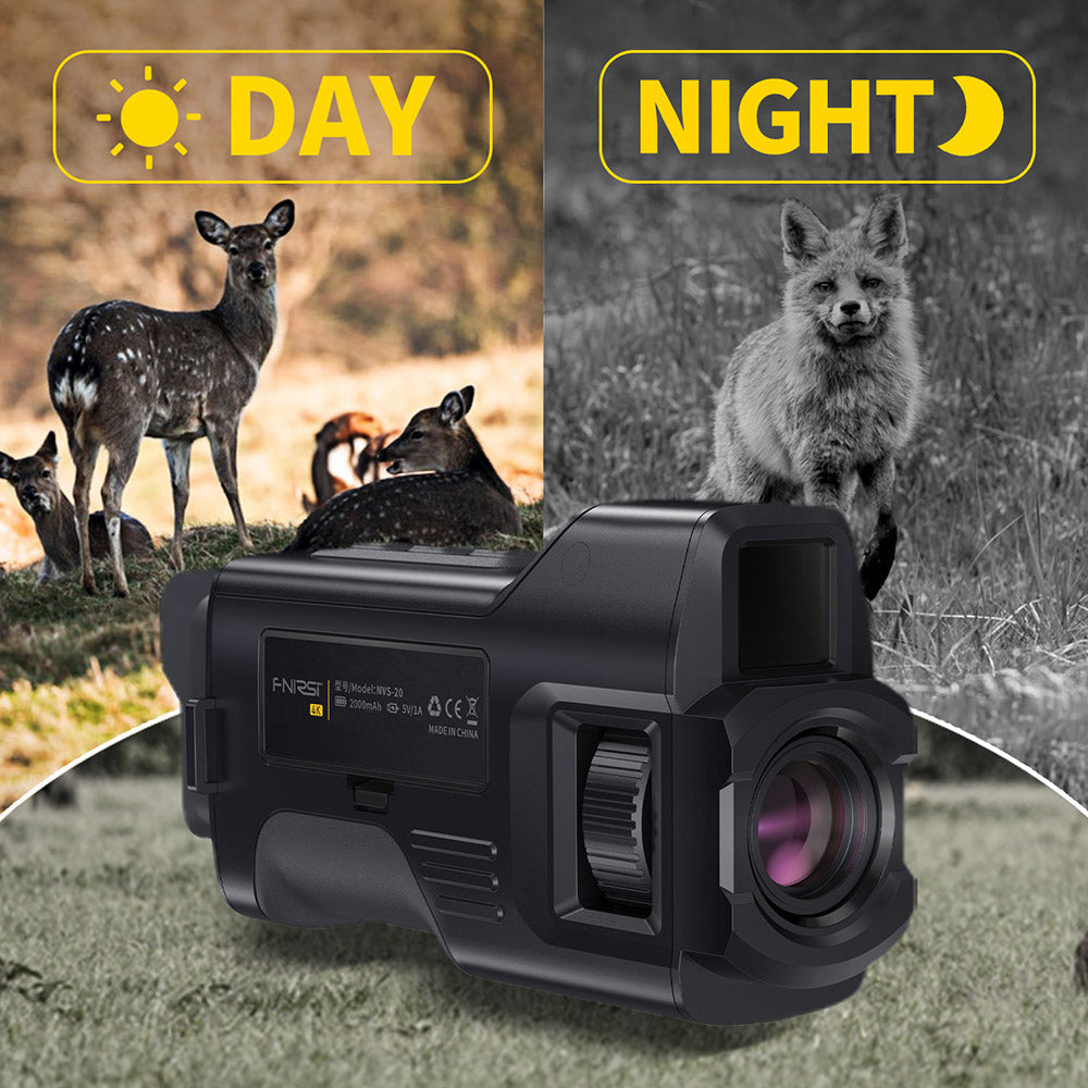 FNIRSI NVS-20 4K Digital Night Vision Monocular, 1.54inch IPS Screen, 6X Max Digital Zoom, 850nm Infrared Light, 7-level Adjustable IR - Black