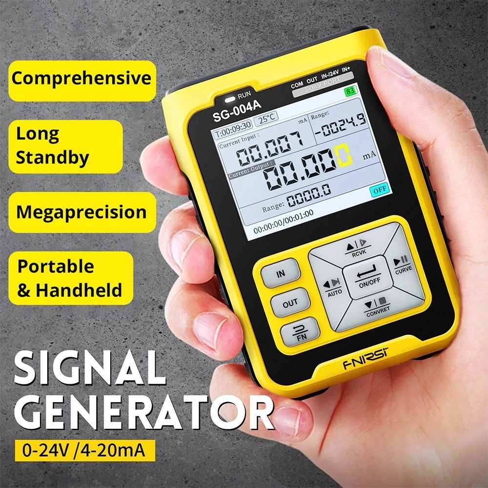 FNIRSI SG-004A Multifunctional Signal Generator, 0-24mA Current, 0-24V Voltage, Analog Source, Preset Value, Real-Time Curve, Programming Output