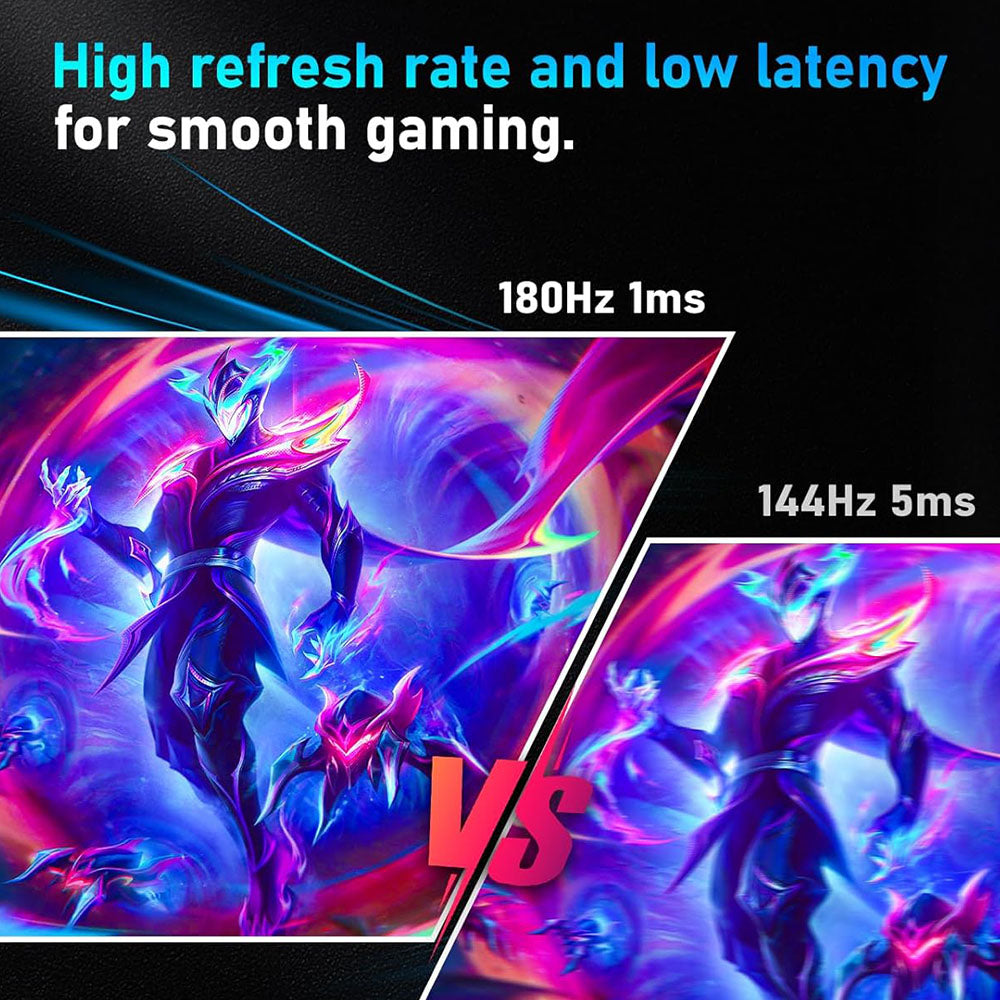 FYHXele FY24FHR 24 inch Gaming Monitor, 1920*1080 16:9 IPS Screen, 180Hz Refresh Rate, 1ms (MPRT) Response Time, 99% sRGB, AMD FreeSync & Adaptive-Sync, HDR10, 178° Viewing Angle, 75*75mm VESA Mountable