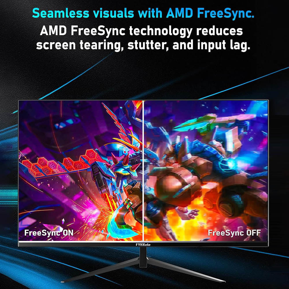 FYHXele FY24FHR 24 inch Gaming Monitor, 1920*1080 16:9 IPS Screen, 180Hz Refresh Rate, 1ms (MPRT) Response Time, 99% sRGB, AMD FreeSync & Adaptive-Sync, HDR10, 178° Viewing Angle, 75*75mm VESA Mountable