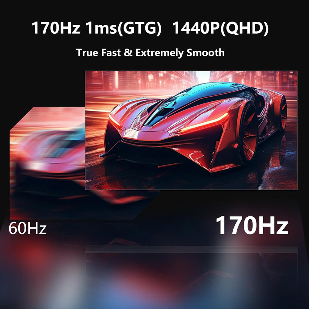 FYHXele FY27QHM2 27-inch Monitor, 2560*1440 QHD 16:9 IPS Screen, 170Hz Refresh Rate, 1ms GTG Response Time, 100% sRGB, 1000:1 Contrast, FreeSync, 1*DP 1.4, 2*HDMI 2.0, 1*USB 2.0, 1*Audio, Tilt Adjustment & VESA Mount