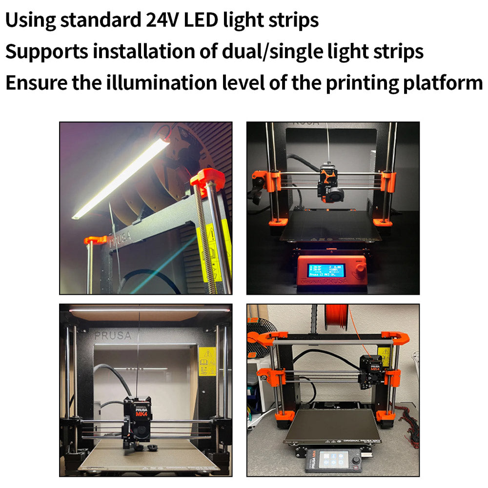 FYSETC LED Light Kit, Dual Light Bar 24V, 3D Printer Lamp Strip, for Prusa MK4