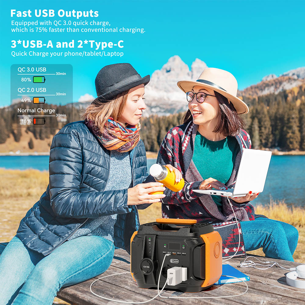 FlashFish A501 Portable Power Station 540Wh/500W (Peak 1000W) AC 230V Output Portable Solar Generator CPAP Battery Failure Provides Emergency Power Supply for Motorhomes/Vans Outdoor Camping