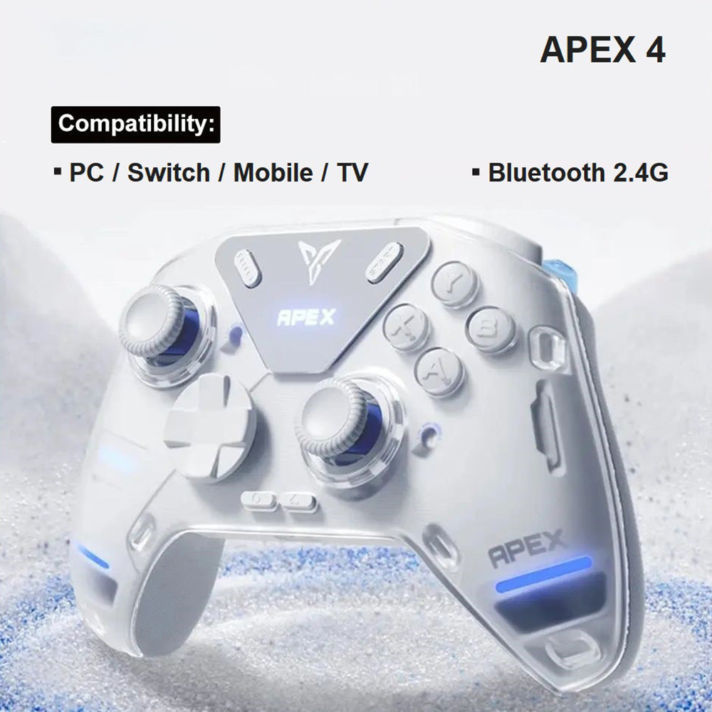 Flydigi APEX 4 Gaming Controller, Force Feedback Trigger, Force-adjustable Alloy Joystick, 1000Hz Polling Rate, LCD Display, Compatible with PC, NS, TV, Android & Laptop