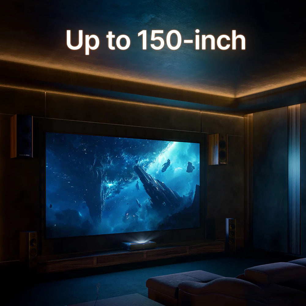 Formovie Theater Premium Triple Color 4K Laser Projector, 0.21:1 Ultra Short Throw Ratio, Google TV, Built-in Netflix, 2200 ISO Lumens, Dolby Vision & Atmos, MEMC & ALLM, 8-point Keystone Correction