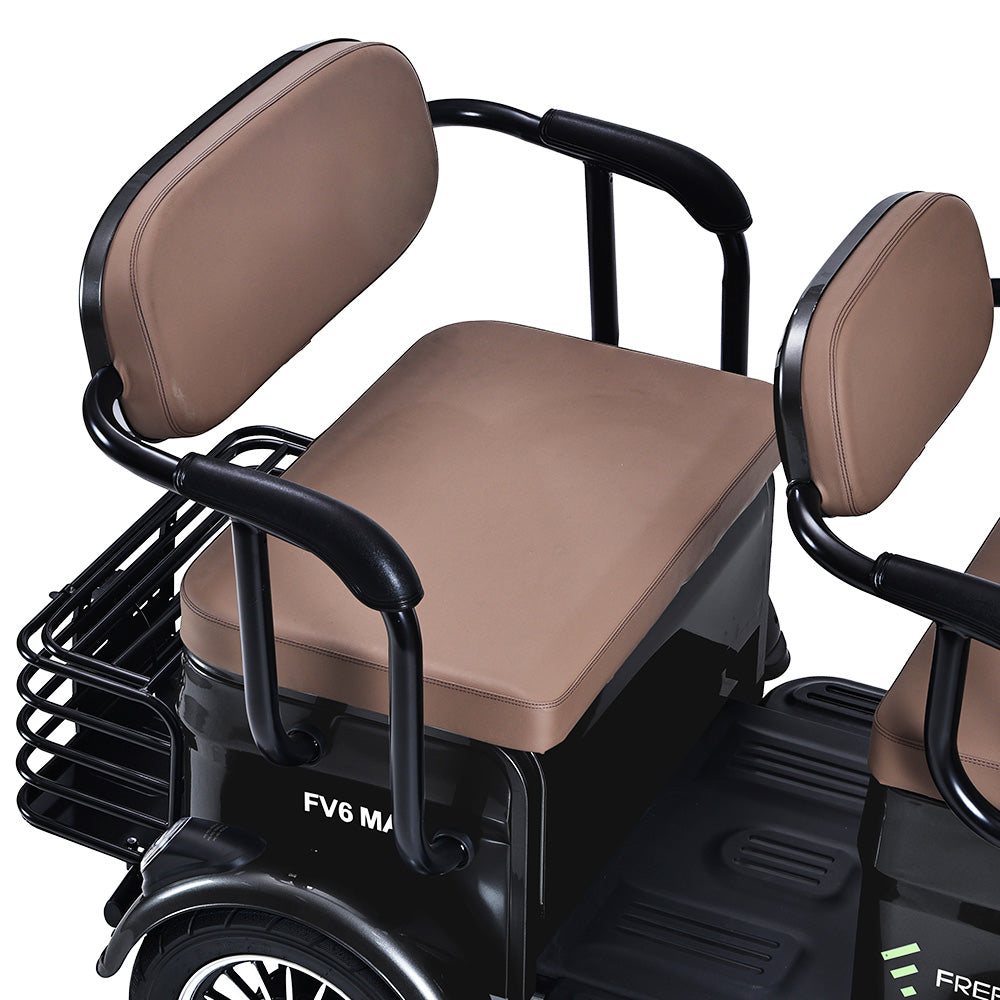 Freejoyer FV6 Max Electric Tricycle, 1800W Motor, 72V 20Ah Battery, 10*3 inch Tire, 25km/h Max Speed, 60km Range, Front Disc Brake & Rear Drum Brake, Hydraulic Front Fork - Black
