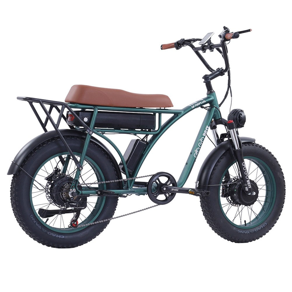 GOGOBEST GF750 Plus Electric Retro Bike 20*4.0 inch Fat Tires 1000W*2 Motor 50km/h Max Speed 48V 17.5Ah Battery Front and Rear Hydraulic Brakes Shimano 7-Speed Gears - Green