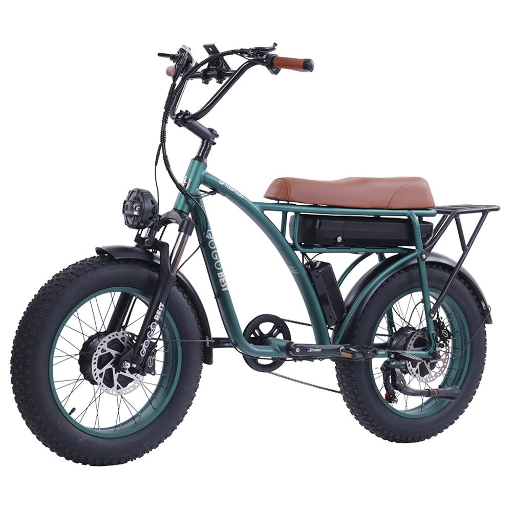 GOGOBEST GF750 Plus Electric Retro Bike 20*4.0 inch Fat Tires 1000W*2 Motor 50km/h Max Speed 48V 17.5Ah Battery Front and Rear Hydraulic Brakes Shimano 7-Speed Gears - Green