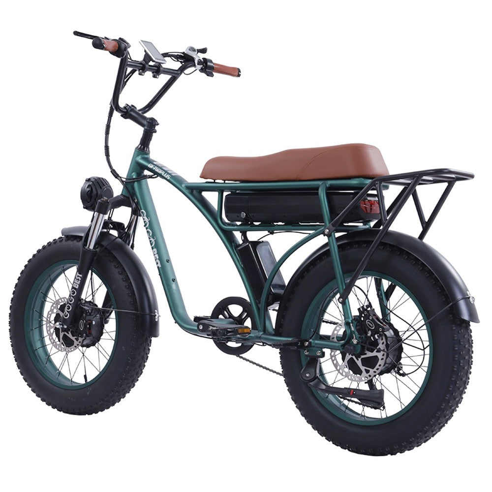 GOGOBEST GF750 Plus Electric Retro Bike 20*4.0 inch Fat Tires 1000W*2 Motor 50km/h Max Speed 48V 17.5Ah Battery Front and Rear Hydraulic Brakes Shimano 7-Speed Gears - Green