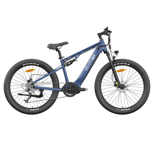 GOGOBEST GM27 Electric Bike 27.5*3.0 Inch Fat Tires 48V 350W Mid Motor 25Km/h Max Speed 10Ah Battery 50KM Max Range Dual Hydraulic Disc Brake - Blue