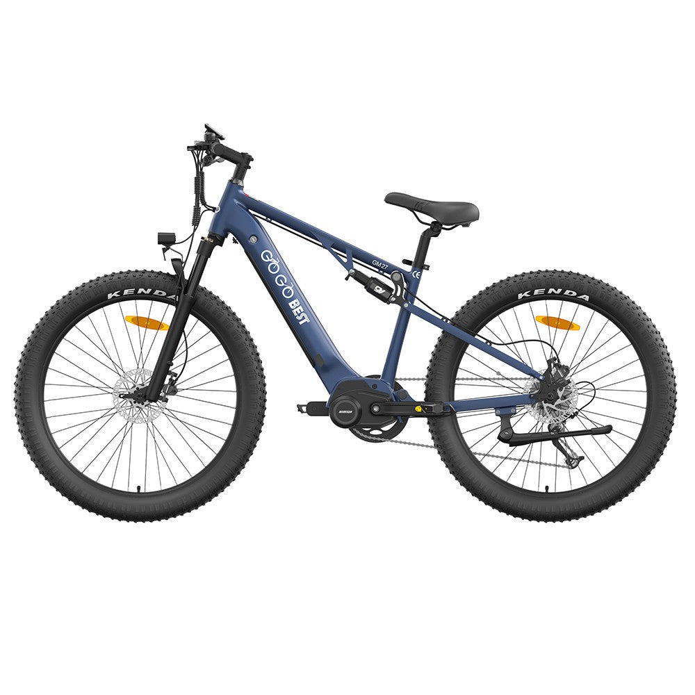 GOGOBEST GM27 Electric Bike 27.5*3.0 Inch Fat Tires 48V 350W Mid Motor 25Km/h Max Speed 10Ah Battery 50KM Max Range Dual Hydraulic Disc Brake - Blue