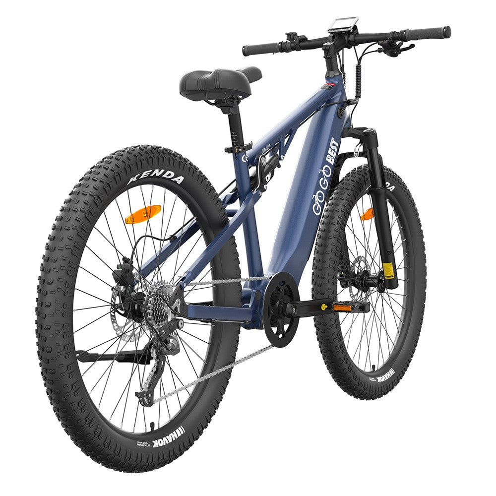 GOGOBEST GM27 Electric Bike 27.5*3.0 Inch Fat Tires 48V 350W Mid Motor 25Km/h Max Speed 10Ah Battery 50KM Max Range Dual Hydraulic Disc Brake - Blue