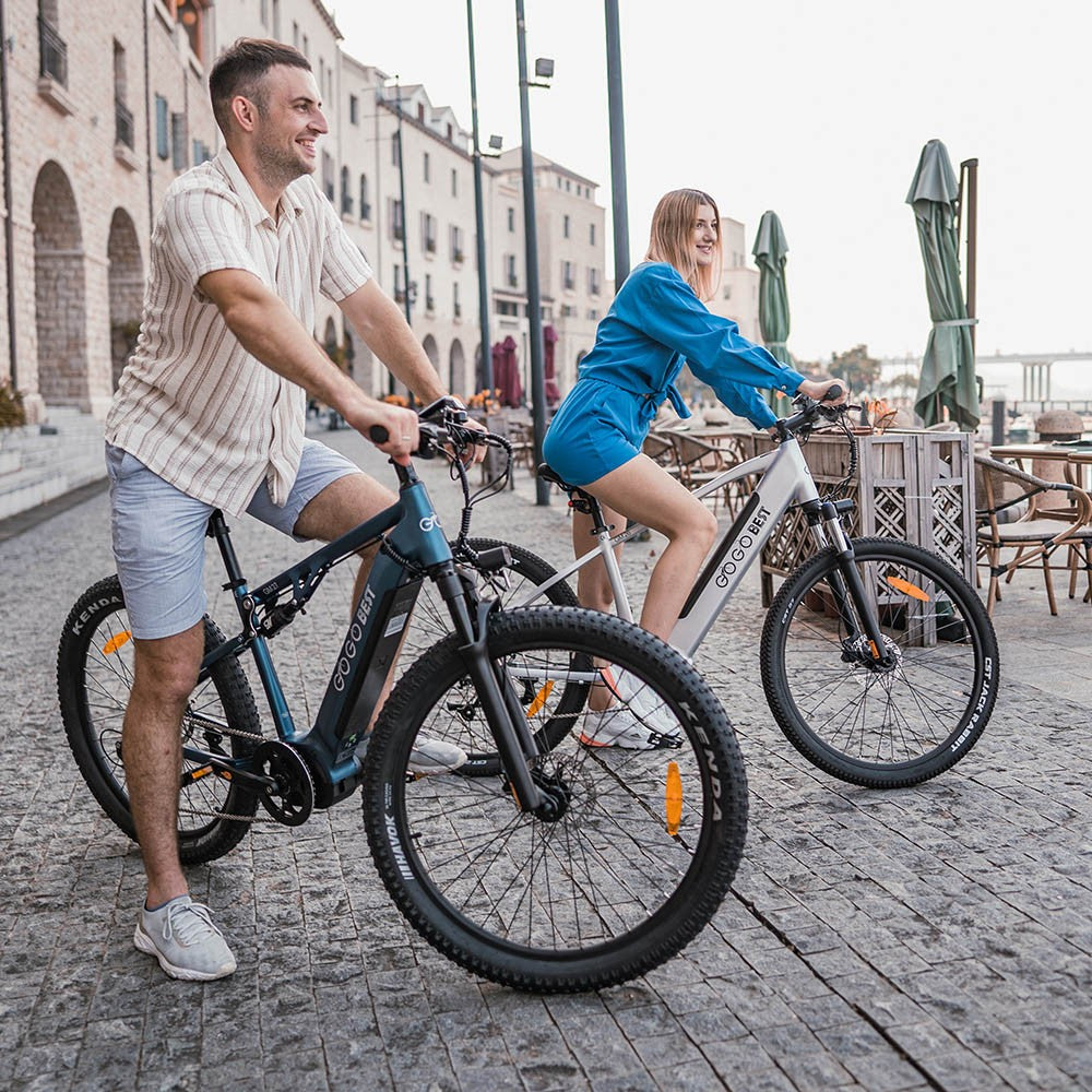 GOGOBEST GM27 Electric Bike 27.5*3.0 Inch Fat Tires 48V 350W Mid Motor 25Km/h Max Speed 10Ah Battery 50KM Max Range Dual Hydraulic Disc Brake - Blue