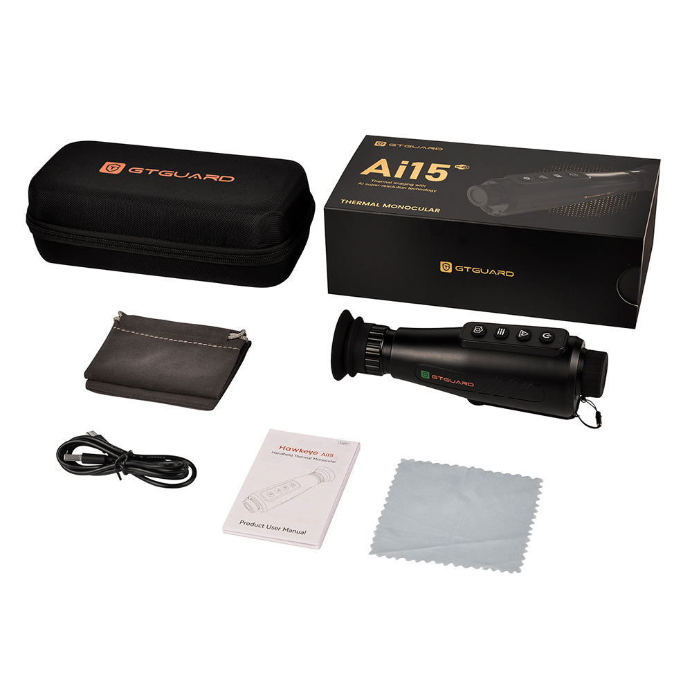 GTGUARD AI15 Thermal Imaging Night Vision Monocular, 60Hz Screen Refresh Rate, 1-8x Digital Zoom, 384*288 Resolution, IP66 Waterproof, Built-in 32GB Storage, 5 Image Mode, 4000mAh Battery