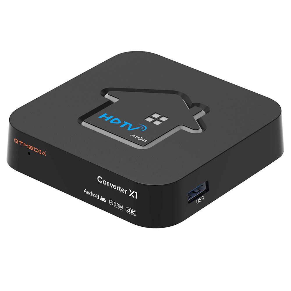 GTMEDIA HDTV Converter X1 TV Box, Android 11, ATSC 3.0 DRM, DVR Recording, 4K HDR, Built-in Miracast, 2GB RAM 32GB ROM, Bluetooth 5.0, 2.4G/5G WiFi - US Plug
