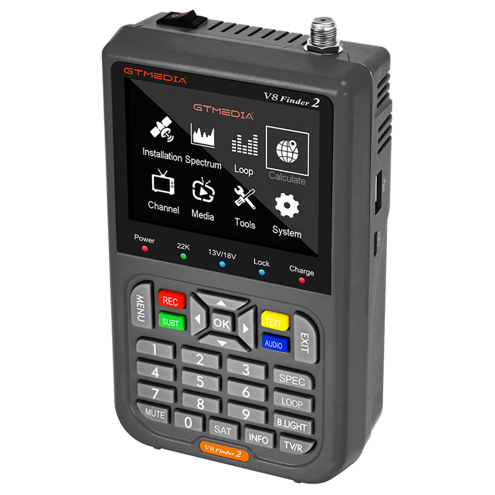GTMEDIA V8 Finder 2 Satellite Finder Digital FTA DVB-S/S2/S2X Signal Measuring Meter Detector Receiver - Black