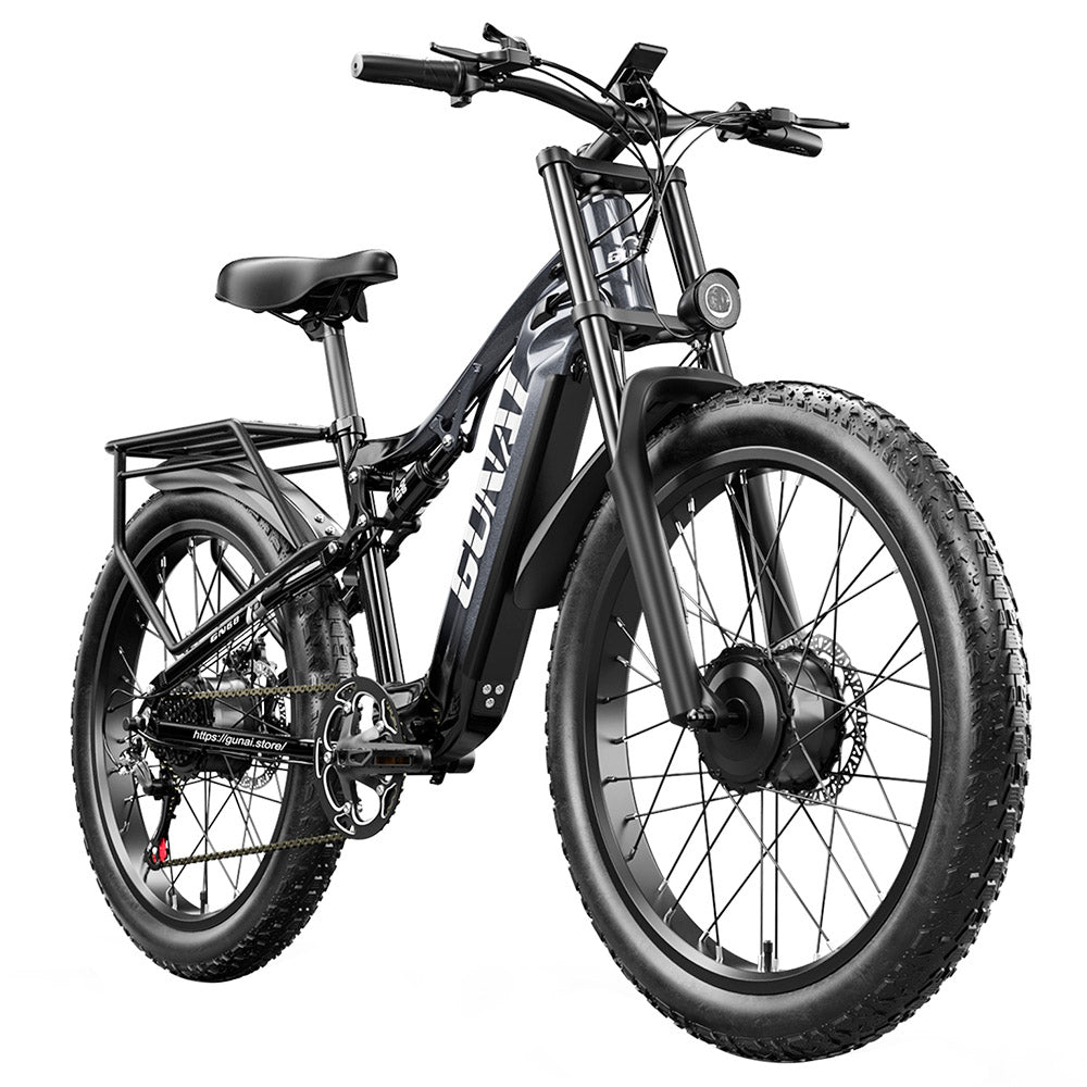 GUNAI GN68 Electric Bike, 2*1000 Motor, 48V 17.5Ah Battery, 26*3.0-inch Fat Tires, 50km/h Max Speed, 60miles Max Range, Shimano 7 Speed, Mechanical Disc Brake