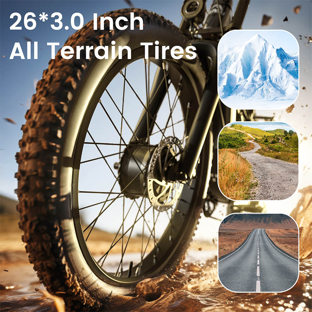 GUNAI GN68 Electric Bike, 2*1000 Motor, 48V 17.5Ah Battery, 26*3.0-inch Fat Tires, 50km/h Max Speed, 60miles Max Range, Shimano 7 Speed, Mechanical Disc Brake