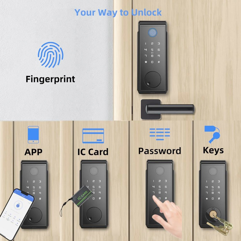 Geekbes JD-D06 Smart Deadbolt Lock, Auto-Lock, Fingerprint Password IC Card WiFi Remote Unlocking