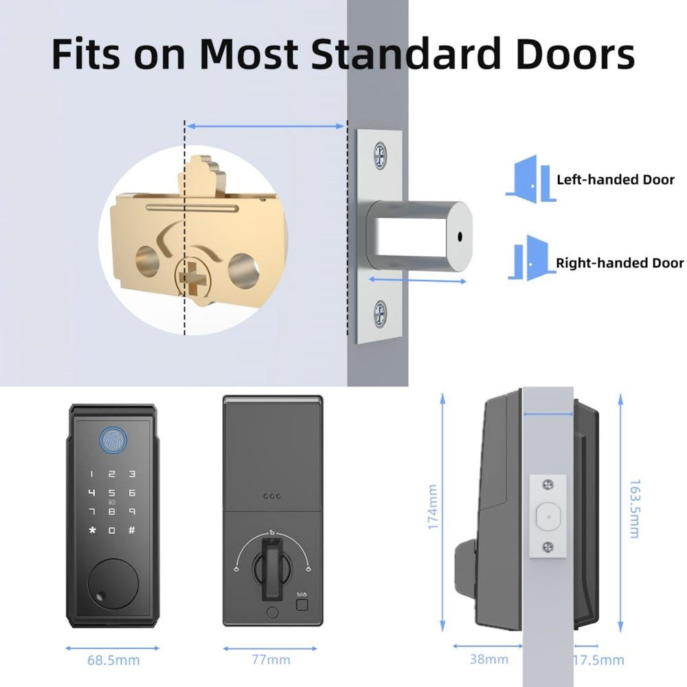 Geekbes JD-D06 Smart Deadbolt Lock, Auto-Lock, Fingerprint Password IC Card WiFi Remote Unlocking