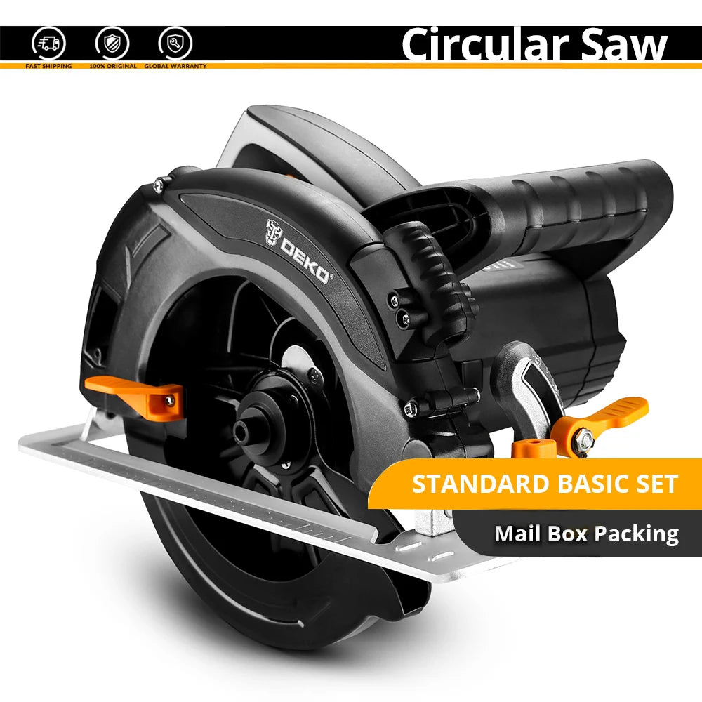 DEKO Circular Saw 1600W 185mm Power Tools Hand-held Machine for Stone/Wood/Metal/Tile Cutting Multi-function High Power