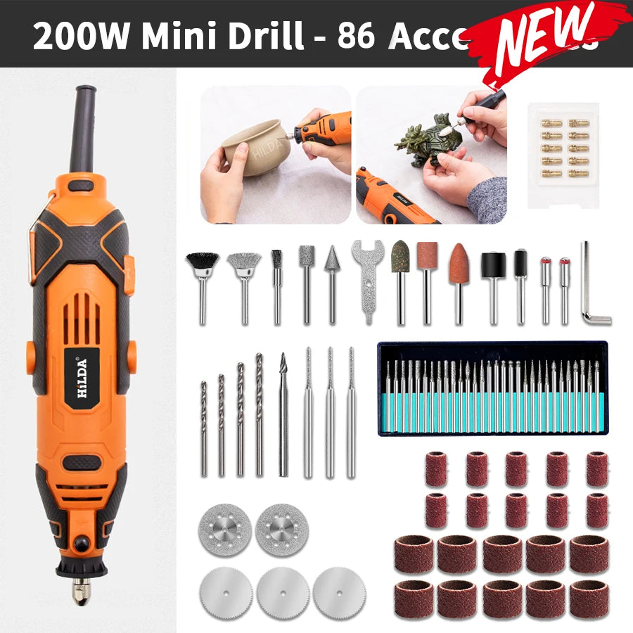 HILDA Electric Drill Grinder Engraver Pen Grinder Mini Drill Electric Rotary Tool Grinding Machine Accessories