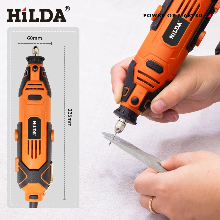 Taladro eléctrico grabador HILDA, máquina herramienta rotativa Dremel con eje flexible, nuevo estilo, minitaladro de velocidad variable