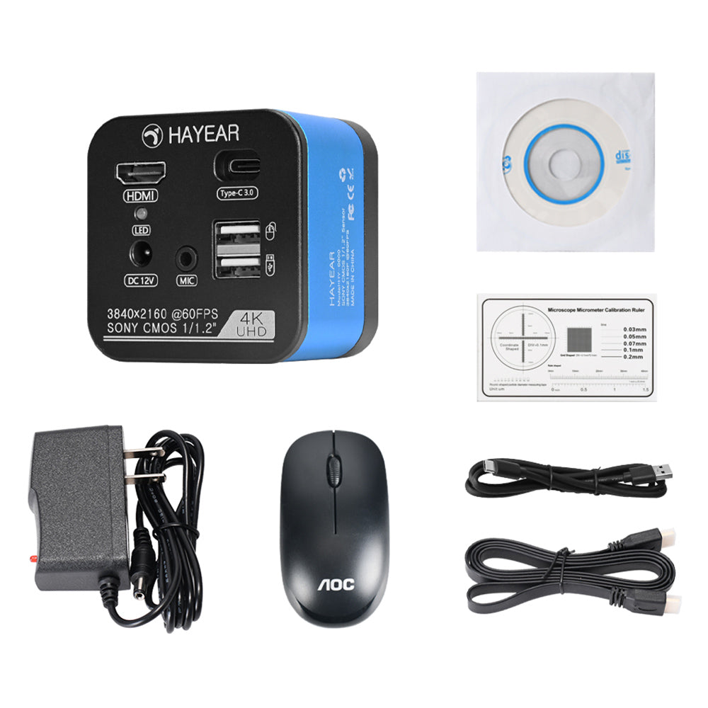 HAYEAR HY-6800 Microscope Camera, 4K FHD 60FPS, 1/1.2" SONY IMX585 C-Mount Camera, Industrial Electronic Digital Microscope, Phone Repair PCB Soldering