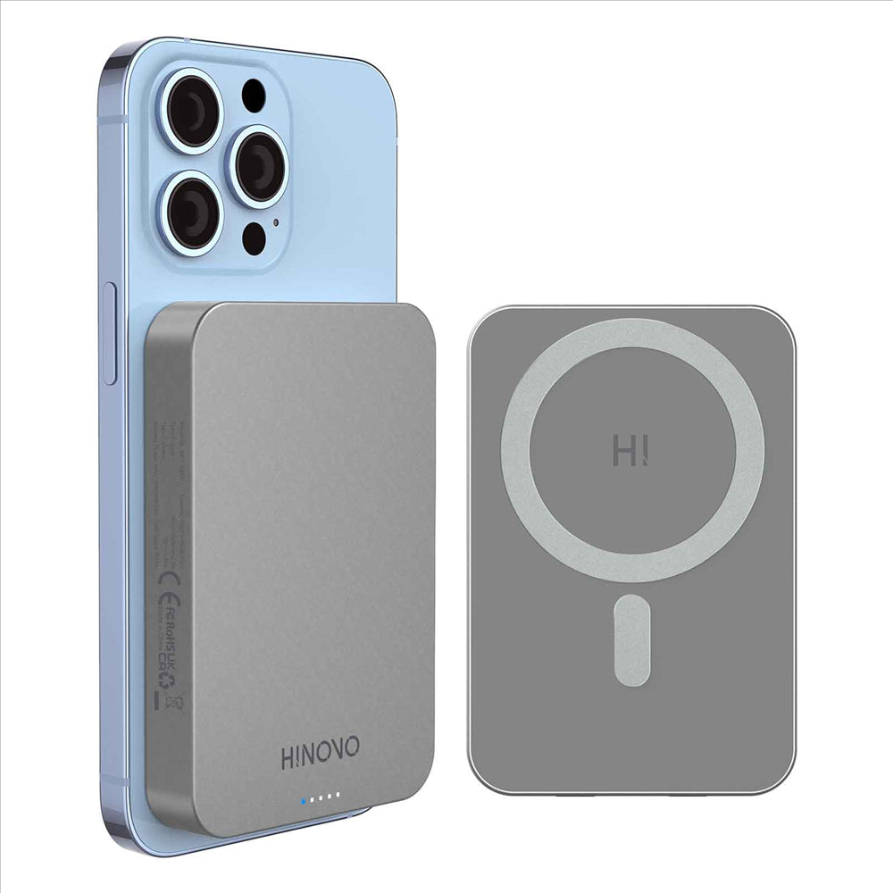 HINOVO MB1-10000 Wireless Portable Charger 10000mAh Magnetic Power Bank Wireless Magnetic Juice Battery Pack, Compatible with MagSafe Magnetic Phone Case, Wireless Charging Battery Pack for iPhone 14/13/12 Series Fast-Charging Ultra Slim & Light
