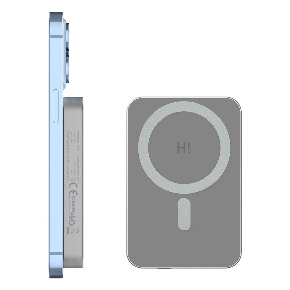 HINOVO MB1-10000 Wireless Portable Charger 10000mAh Magnetic Power Bank Wireless Magnetic Juice Battery Pack, Compatible with MagSafe Magnetic Phone Case, Wireless Charging Battery Pack for iPhone 14/13/12 Series Fast-Charging Ultra Slim & Light