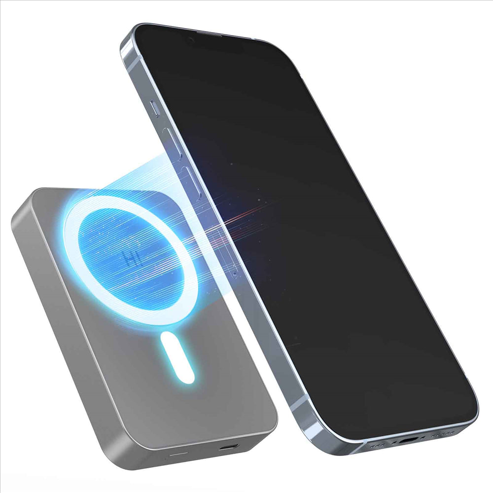 HINOVO MB1-10000 Wireless Portable Charger 10000mAh Magnetic Power Bank Wireless Magnetic Juice Battery Pack, Compatible with MagSafe Magnetic Phone Case, Wireless Charging Battery Pack for iPhone 14/13/12 Series Fast-Charging Ultra Slim & Light