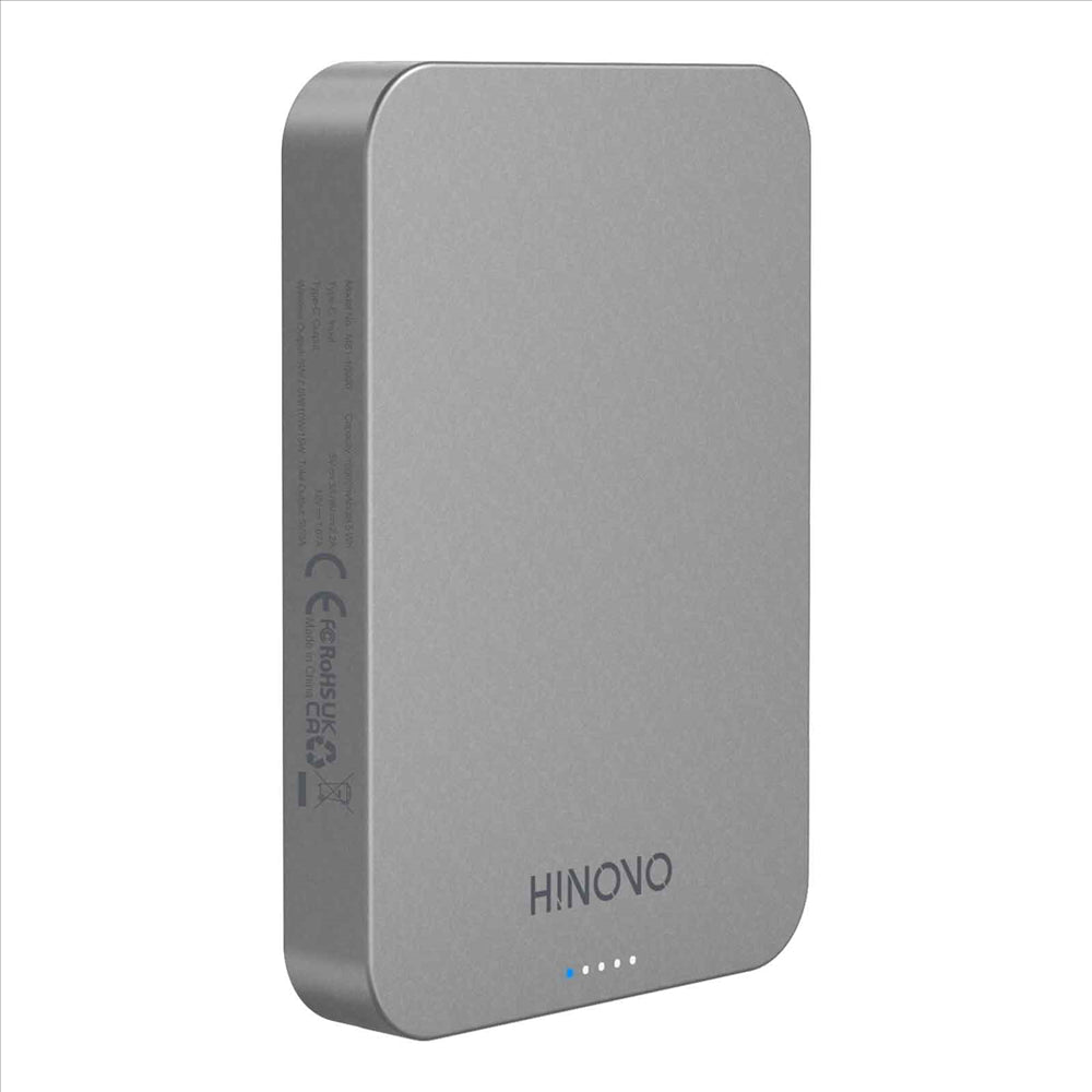 HINOVO MB1-10000 Wireless Portable Charger 10000mAh Magnetic Power Bank Wireless Magnetic Juice Battery Pack, Compatible with MagSafe Magnetic Phone Case, Wireless Charging Battery Pack for iPhone 14/13/12 Series Fast-Charging Ultra Slim & Light