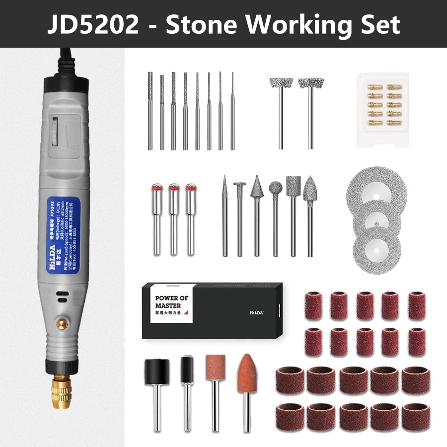 HILDA 18V Engraving Pen Mini Drill Rotary tool With Grinding Accessories Set Multifunction Mini Engraving Pen