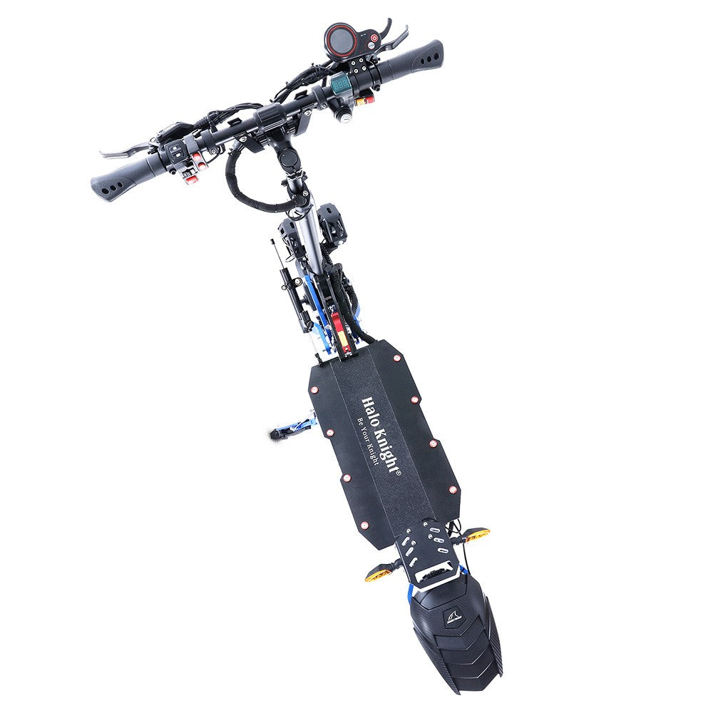Halo Knight T108 Pro Electric Scooter 11'' Off-Road Tire 3000W*2 Motors 95Km/h Max Speed 60V 38.4Ah Battery 80KM Range 200KG Max load Front & Rear Turn Signal IPX4 Waterproof Dual Hydraulic Brakes Electric Brake - Black