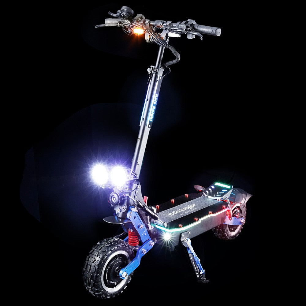 Halo Knight T108 Pro Electric Scooter 11'' Off-Road Tire 3000W*2 Motors 95Km/h Max Speed 60V 38.4Ah Battery 80KM Range 200KG Max load Front & Rear Turn Signal IPX4 Waterproof Dual Hydraulic Brakes Electric Brake - Black
