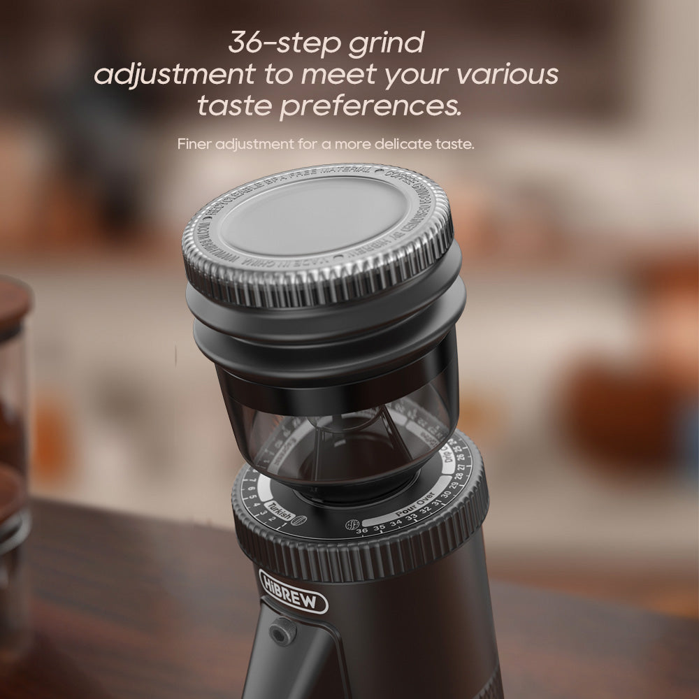 HiBREW G5 Electric Coffee Grinder, 48mm Conical Burr, 36 Gears Grinding Adjustable, for Espresso/Turkish/Pour Over/Mocca/Drip Coffee