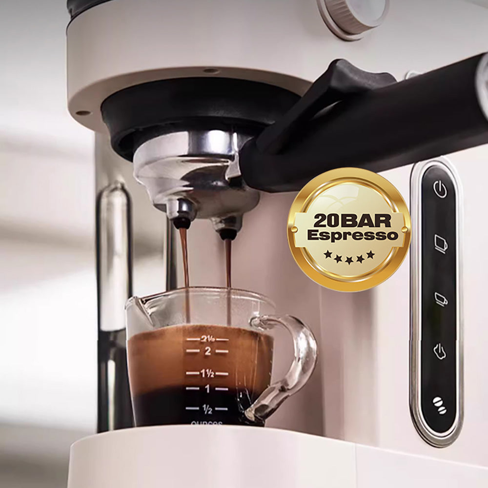 HiBREW H14 Espresso Coffee Machine, 20 Bar High Pressure, 15-gear Grinder Setting, Pre-brew Function, NTC Temperature Control, Cup Capacity Setting - Beige