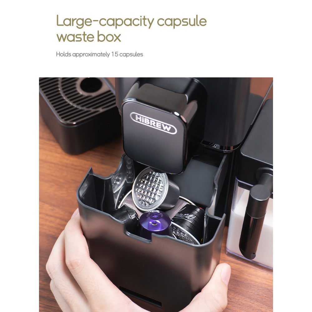 HiBREW H15 Nes Capsule Coffee Machine, 20 Bar High-pressure Extraction, Removable Milk Tank, Adjustable Temperature & Capacity