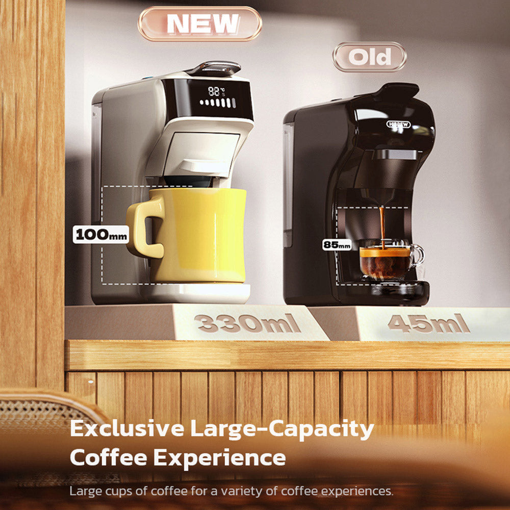 HiBREW H1B 6-in-1 Pods Coffee Maker, 600ml Water Tank, 19 Bar Pressure Extraction, Cold/Hot Mode, LED Indicator, for Kcup*/Nes*/DG*/Espresso Powder, Beige