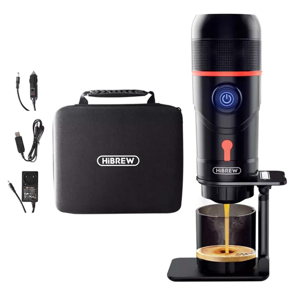 HiBREW H4 Portable Car Coffee Machine, 15 Bar Pressure, DC 12V Espresso Coffee Maker with Adapter Storage Bag Bracket - Black
