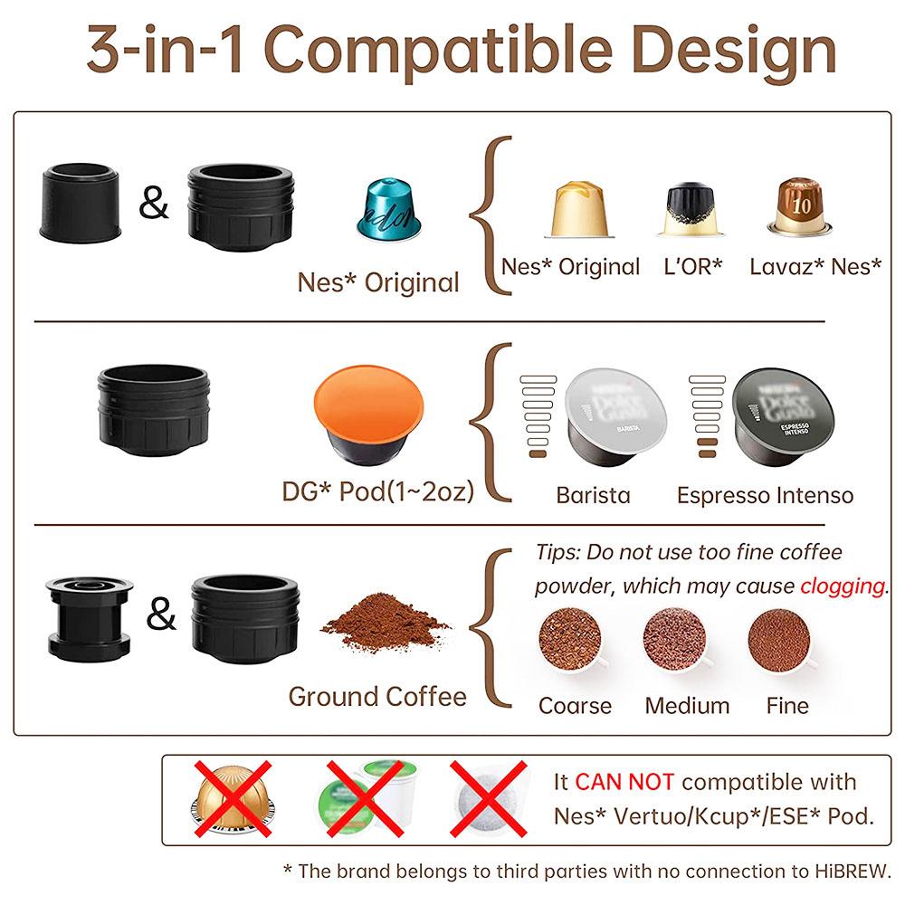 HiBREW H4 Portable Car Coffee Machine, 15 Bar Pressure, DC 12V Espresso Coffee Maker with Adapter Storage Bag Bracket - Black